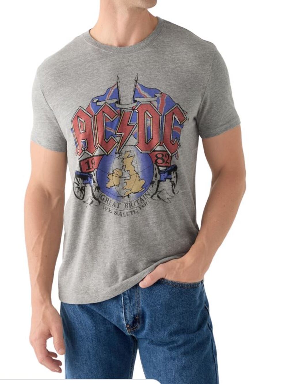 Lucky Brand AC/DC Graphic Tee XXL NWT On Tour Band T Shirt Rock Concert Gray